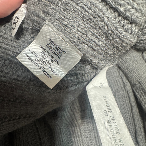 Ann Taylor Loft Sweater Womens S Gray Cable Knit Button Cardigan Wool Alpaca - Picture 6 of 6